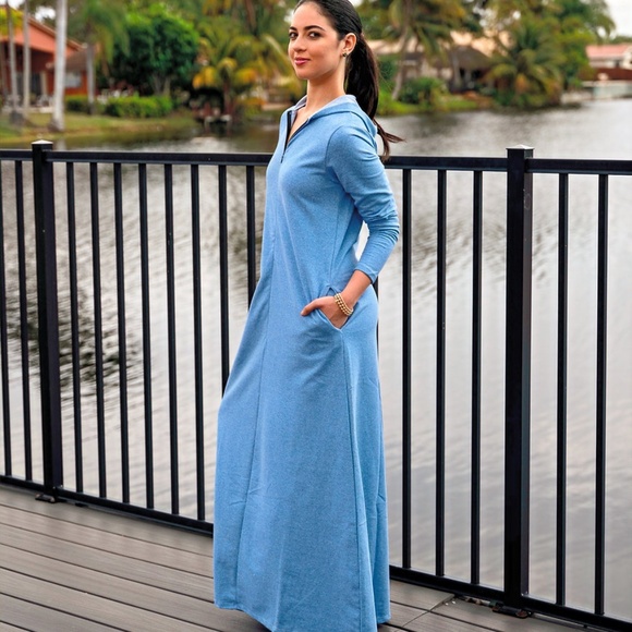 DEVORAH'S SECRET Modest Robe Front Zipper Hoodie French Terry Cotton - Picture 2 of 5